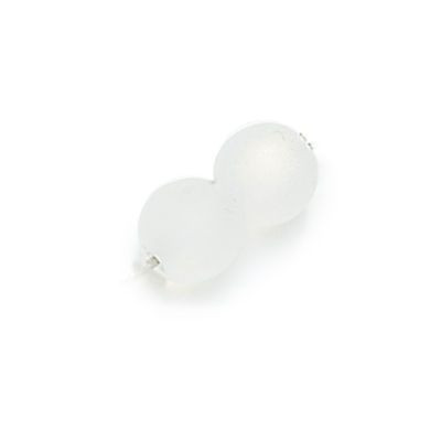 10mm Round Glass Beads, Frosted White AB (Qty: 15)